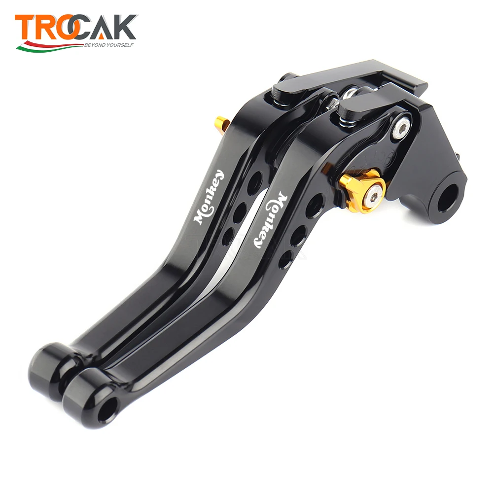 Close-up view of CNC aluminum adjustable levers for Honda Monkey Z125