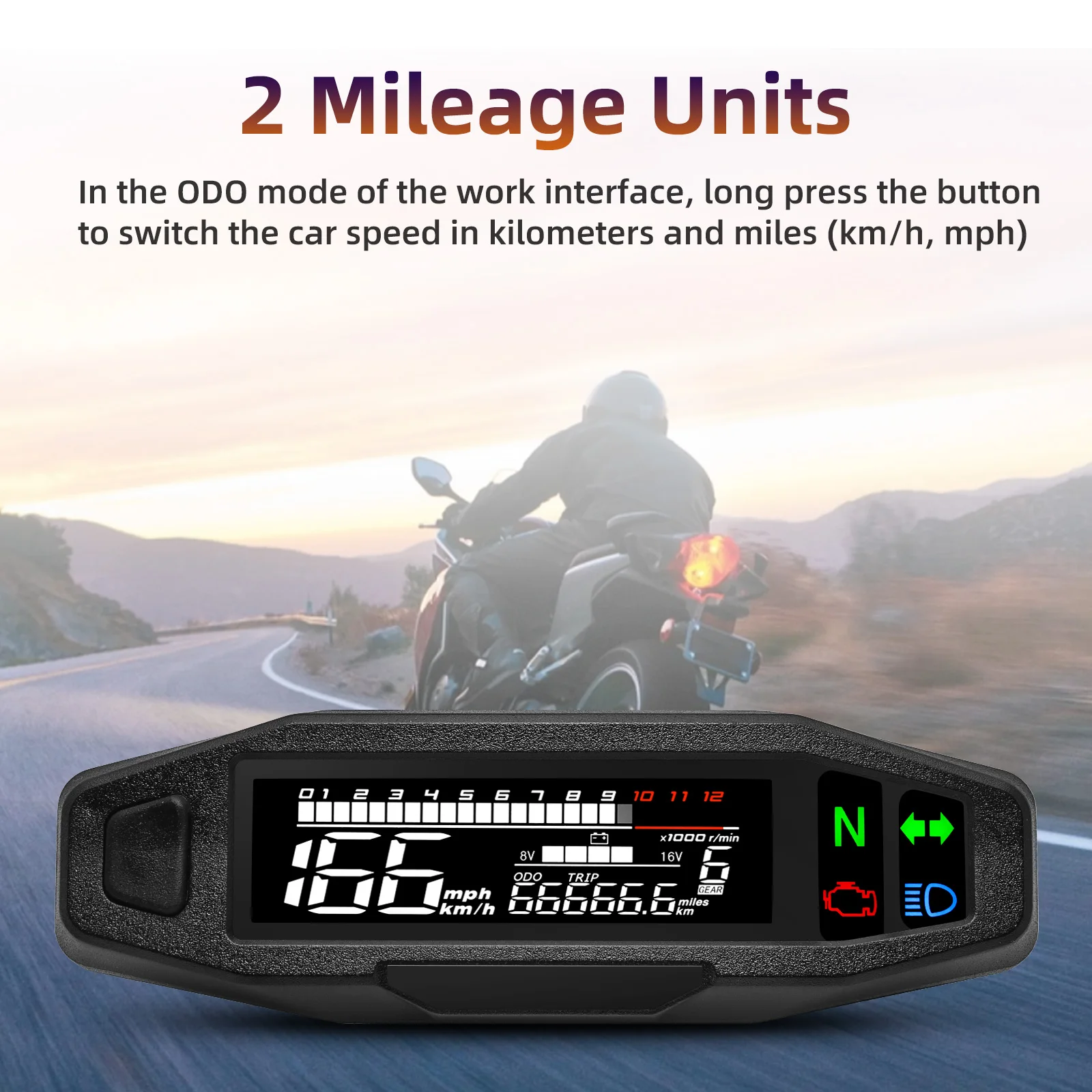 Universal waterproof digital motorcycle speedometer with bracket and backlight