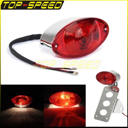 Universal 12V Vintage Cat Eye Taillight for Motorcycles