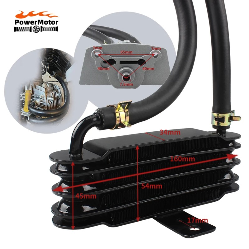 Universal 125cc Moto Oil Cooler Kit for Dirt Bikes
