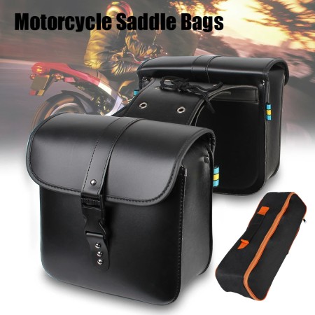 Retro Motorcycle Saddle Bags - PU Leather Side Storage Pouches