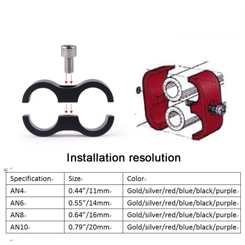 Aluminum Hose Separator Clamp Kit - AN4 AN6 AN8 AN10