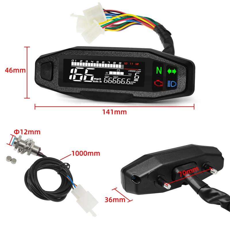 Universal Waterproof Digital Motorcycle Speedometer with Bracket