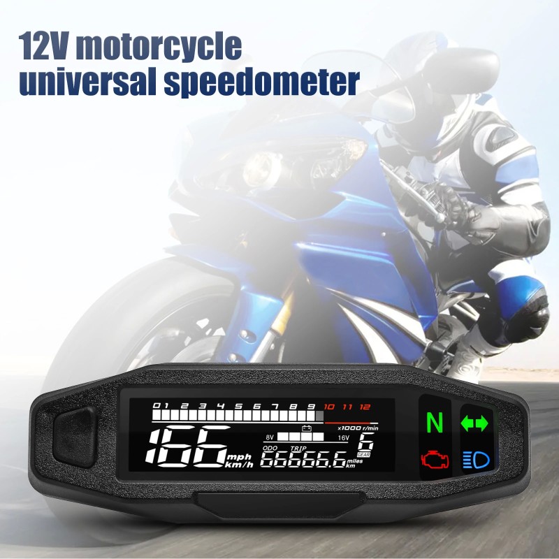 Universal Waterproof Digital Motorcycle Speedometer with Bracket