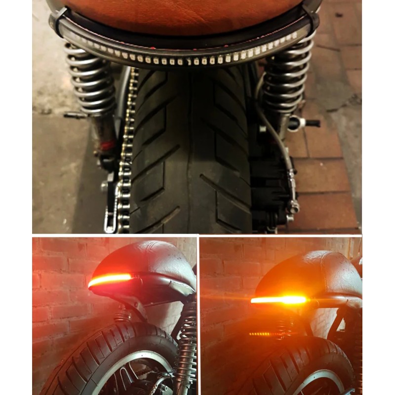LED Motorcycle Brake & Turn Signal Light Strip for Cafe Racer