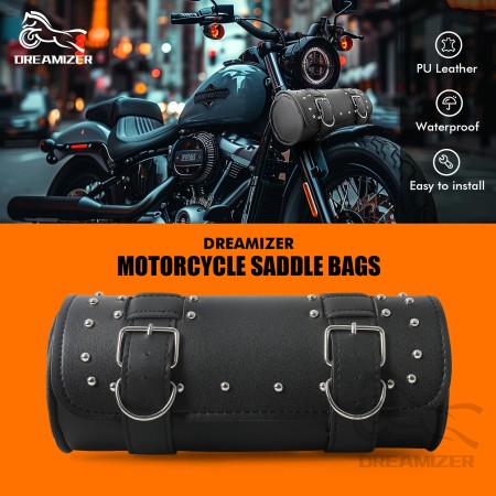 Waterproof Leather Motorcycle Front Fork Handlebar Bag