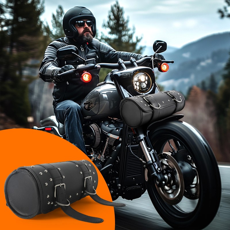 Waterproof Leather Motorcycle Front Fork Handlebar Bag