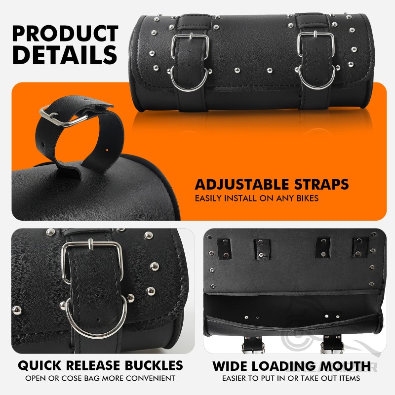 Waterproof Leather Motorcycle Front Fork Handlebar Bag