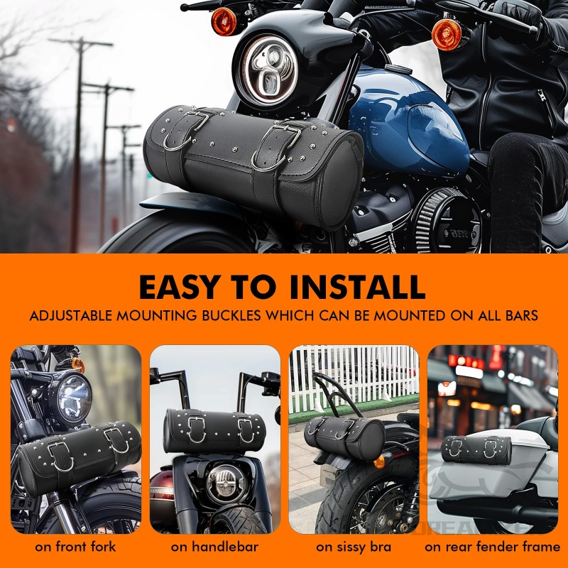 Waterproof Leather Motorcycle Front Fork Handlebar Bag