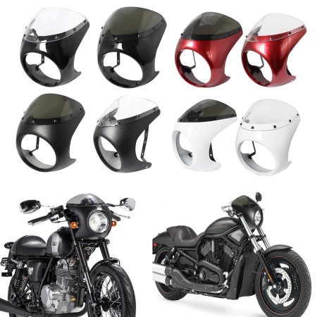 Honda Café Racer Front Headlight Fairing Windshield – Red/White