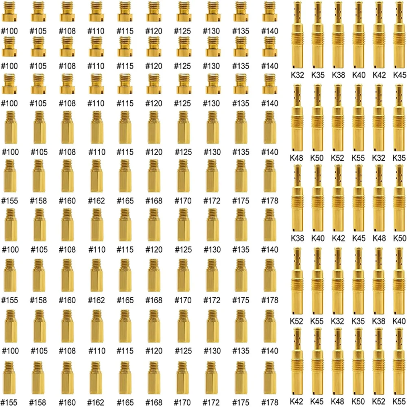 120-Piece Carburetor Jet Kit - Main & Pilot Jets for PWK, CVK, PE