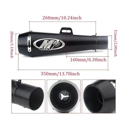 GP Moto Slip-On Exhaust Pipe for 300cc-1000cc Bikes