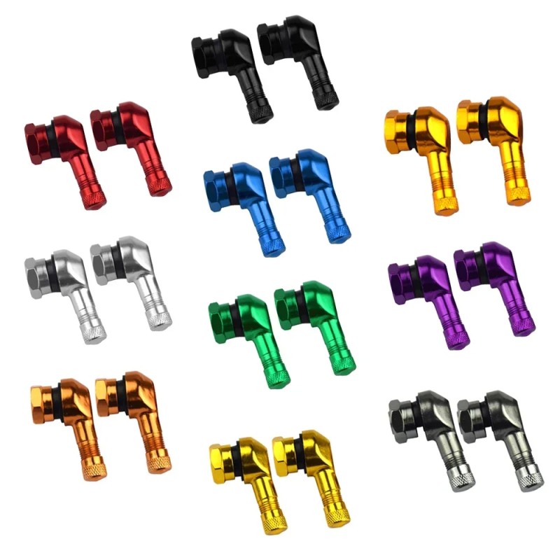 Universal 90 Degree Aluminum Motorcycle Tire Valve Stems (2 Pcs)