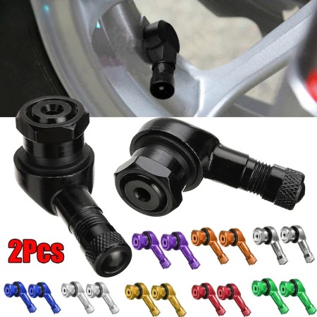 Universal 90 Degree Aluminum Motorcycle Tire Valve Stems (2 Pcs)