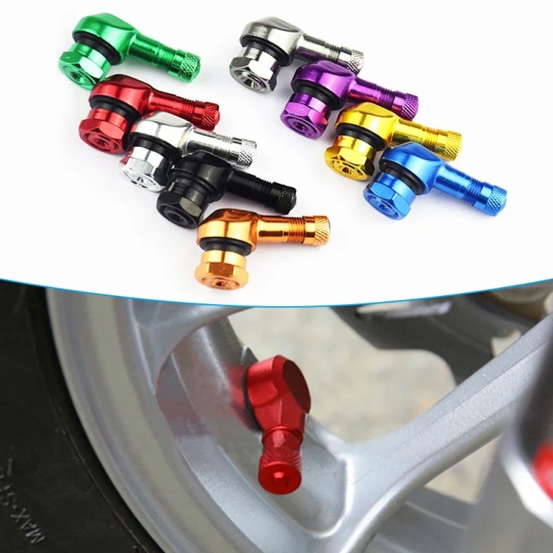 Universal 90 Degree Aluminum Motorcycle Tire Valve Stems (2 Pcs)