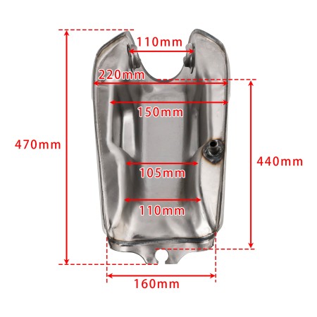 Cafe Racer 9L Raw Steel Gas Tank - Unpainted Scrambler