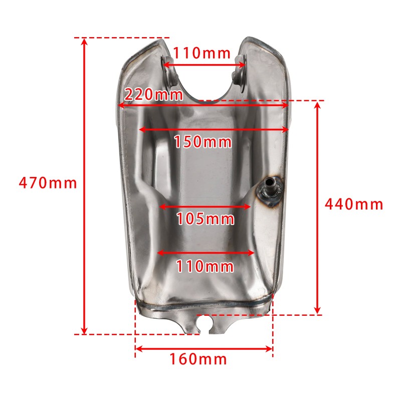 Cafe Racer 9L Raw Steel Gas Tank - Unpainted Scrambler