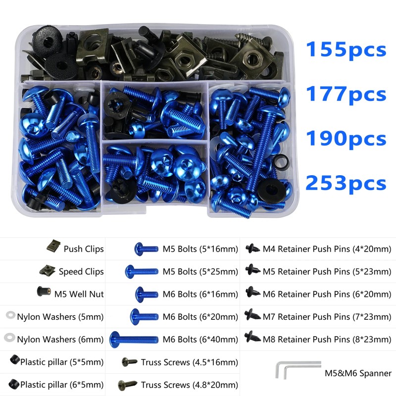 Suzuki Motorcycle Windscreen Fairing Bolts Kit - Universal Fit