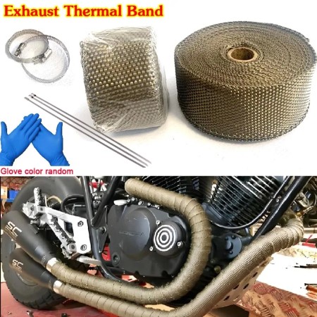 Motorcycle Exhaust Insulation Thermal Tape with Stainless Ties