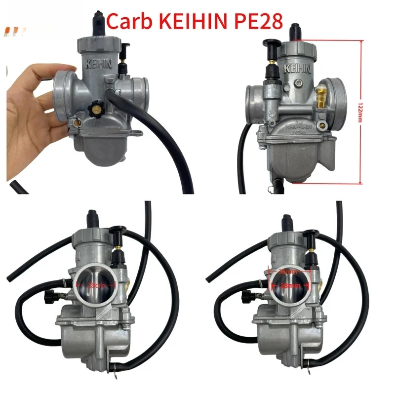 Keihin PE28 28mm Hand Choke Carburetor for Motorcycles and ATVs