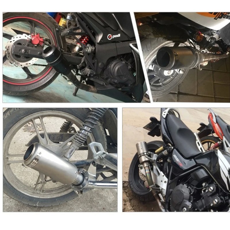 Universal 51/60mm Motorcycle Inox Muffler with Carbon Fiber Finish