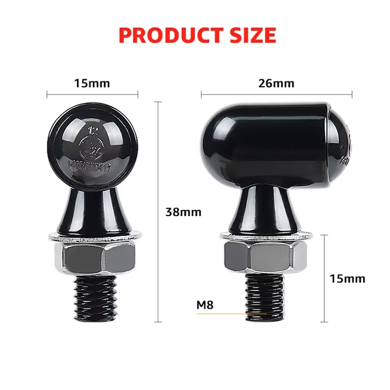 8mm LED Motorcycle Turn Signal Lights - Universal Fit