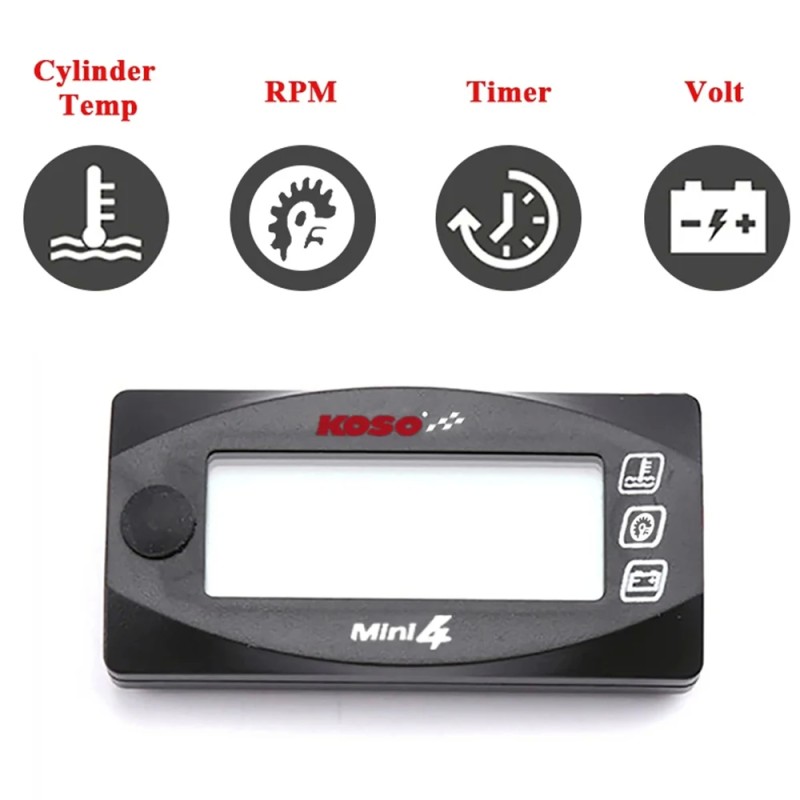 Koso 4-in-1 Motorbike Cylinder Temperature and RPM Meter