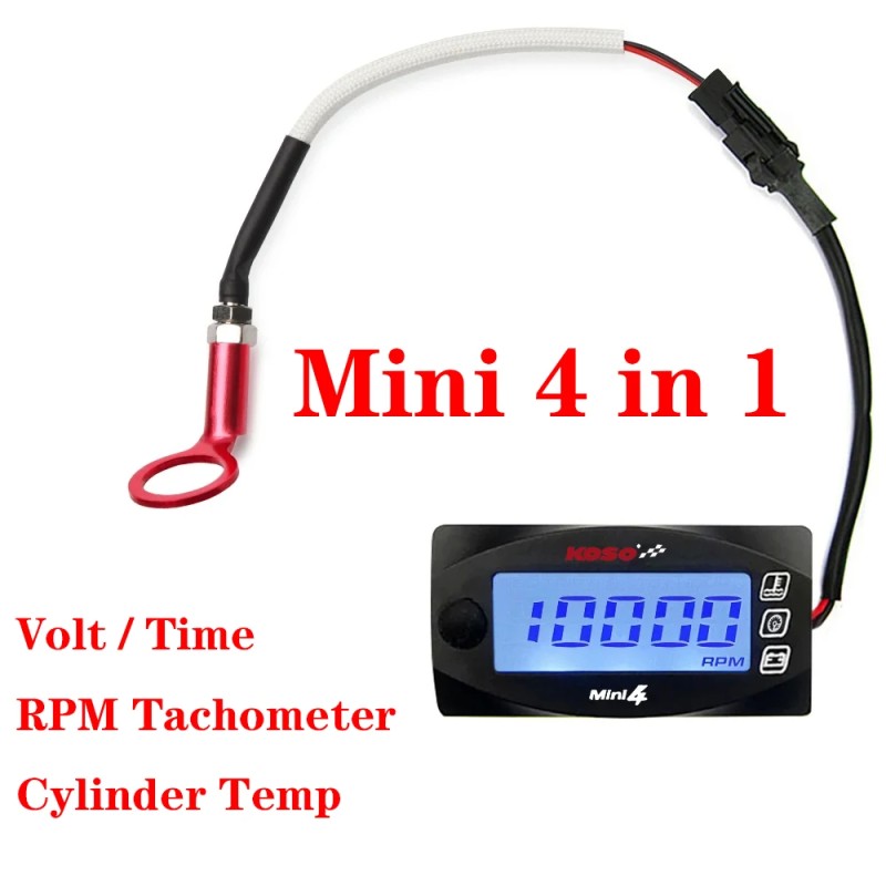 Koso 4-in-1 Motorbike Cylinder Temperature and RPM Meter