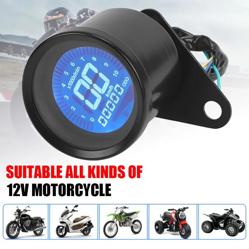 Universal 12V Digital Motorcycle Speedometer and Odometer Gauge