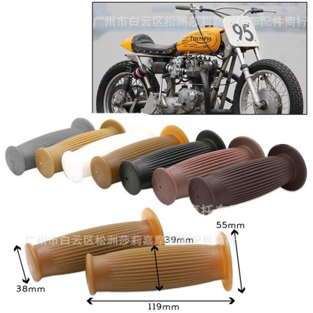Vintage 22mm Rubber Motorcycle Handlebar Grips for Harley & Cafe Racer