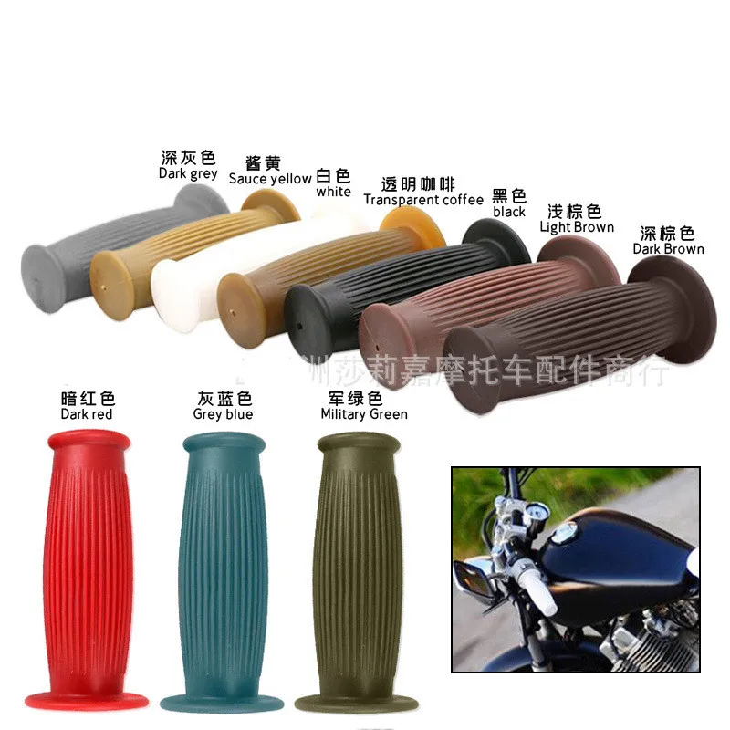 Vintage 22mm Rubber Motorcycle Handlebar Grips for Harley & Cafe Racer